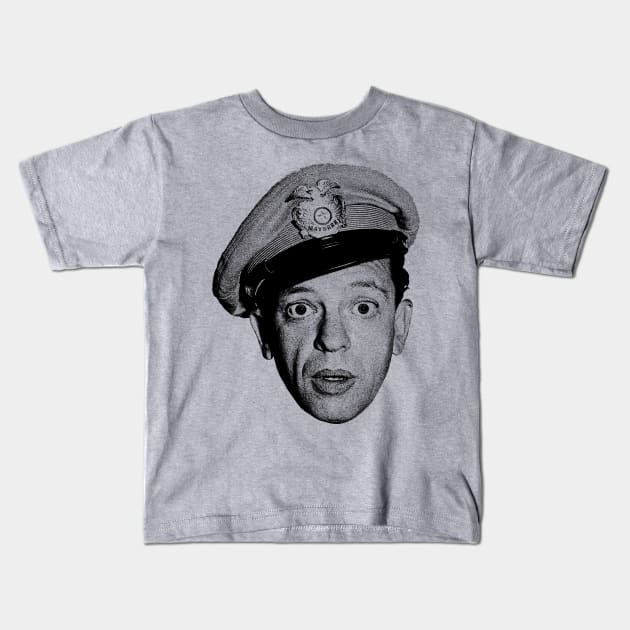 Funny Barney Fife Head Kids T-Shirt by Anthropomorphic